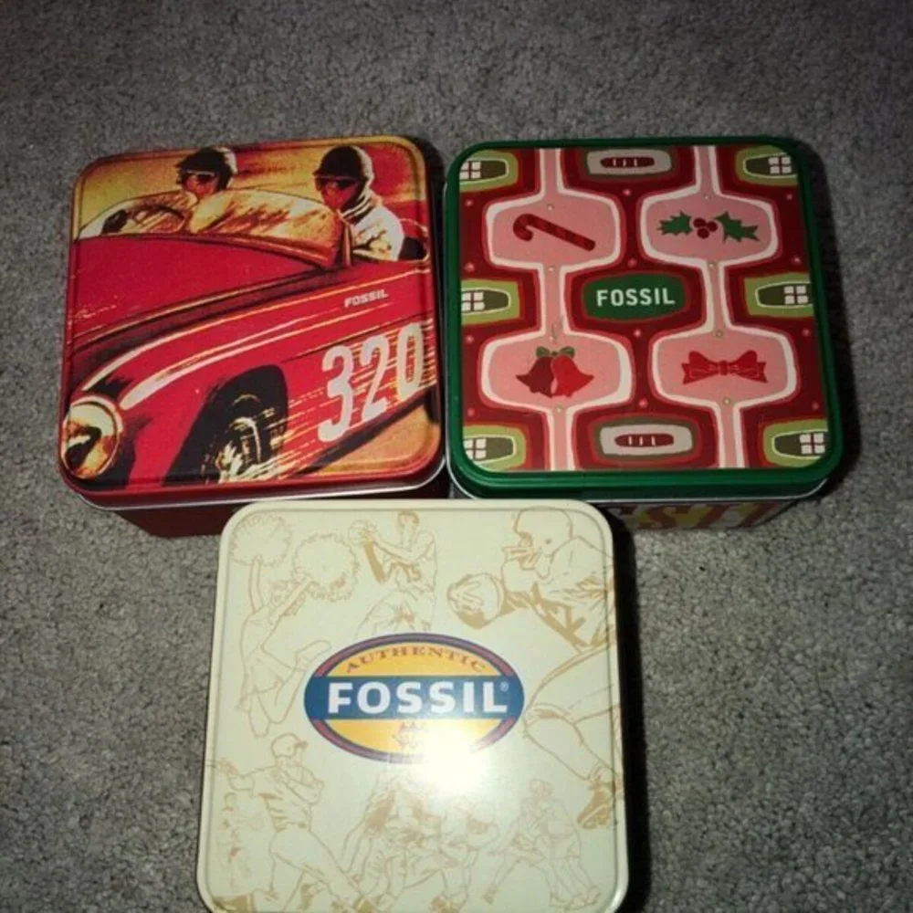 Vintage Empty Fossil Watch Tin Box Boxes (3) 2000 2003 2006‎